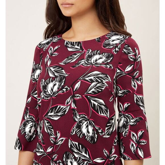 Hobbs London Layla Floral Shift Mini Dress Size 8 Burgundy Red - Picture 2 of 11